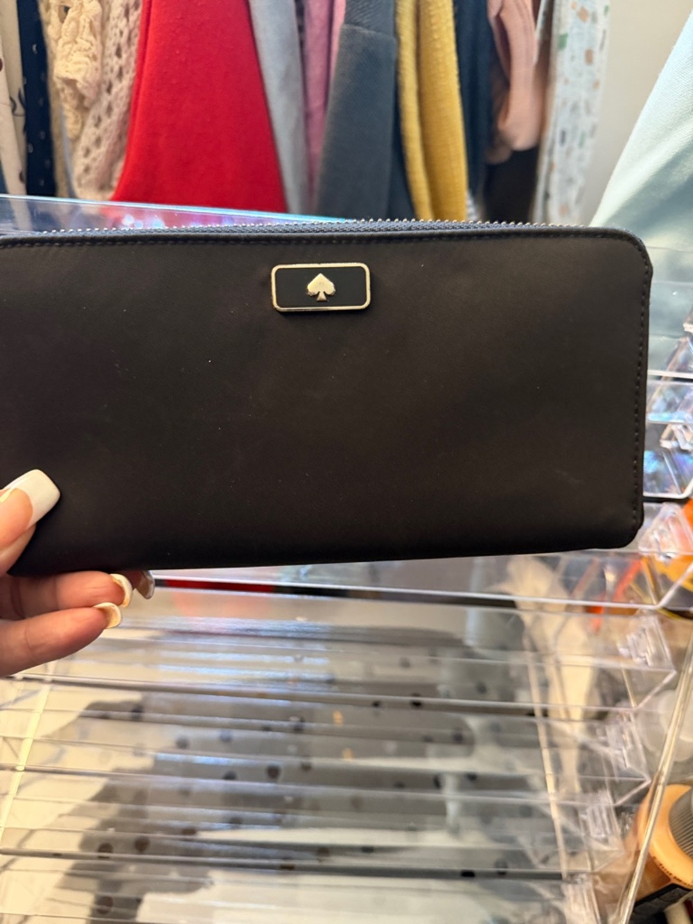 kate spade Black Zip-Around Logo Wallet